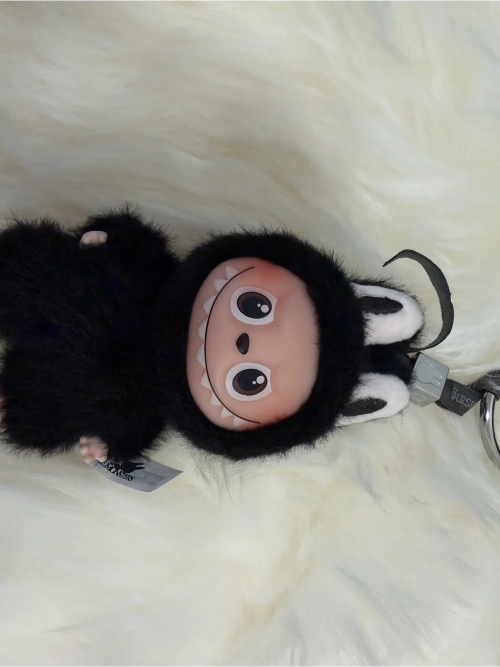 Authentic Popmart Labubu Plush Black Bunny Monster Keychain - Cute Letter R